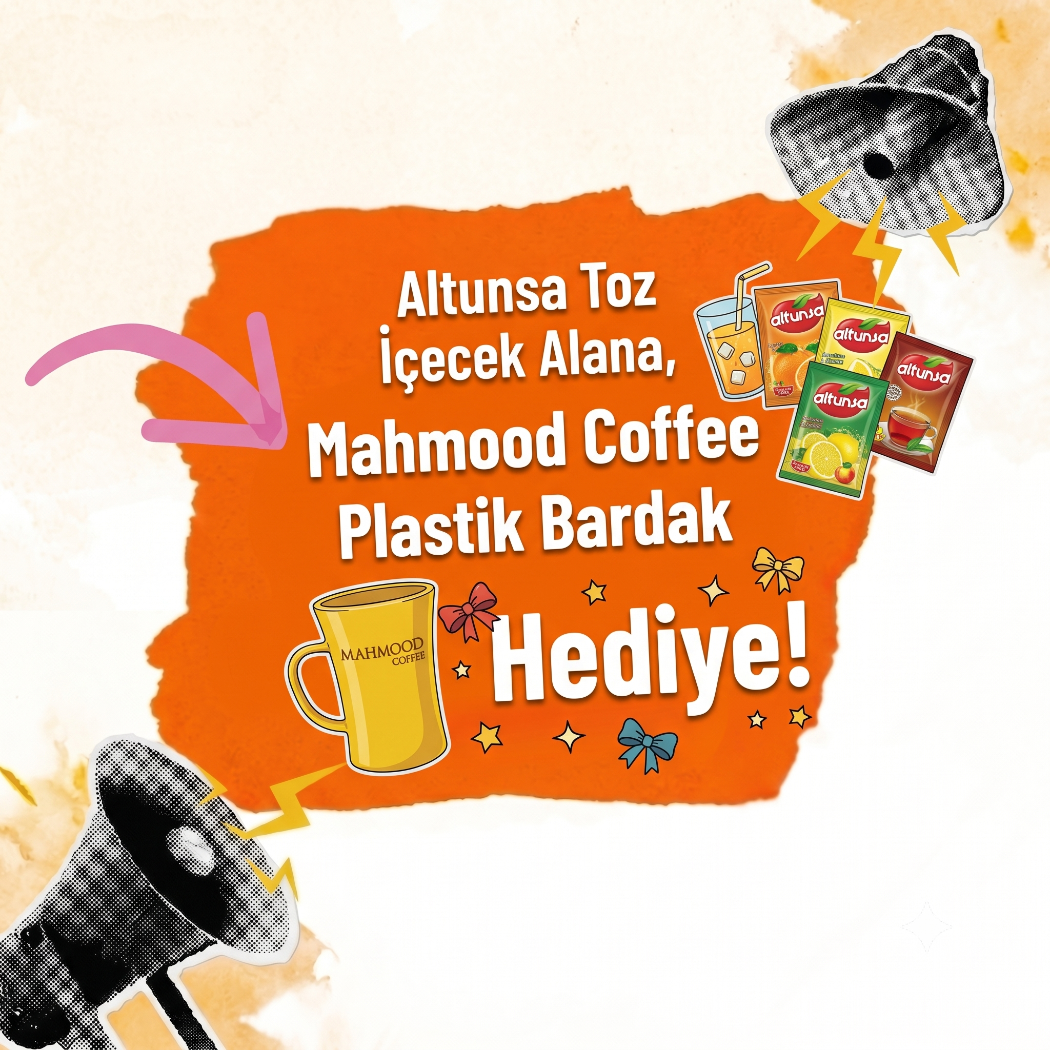  Altunsa Toz İçecek Alana, Mahmood Coffee Plastik Bardak Hediye! 