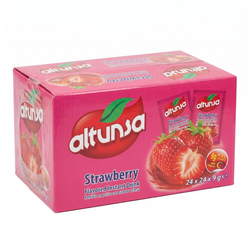 Altunsa Çilek Aromalı Soğuk Toz İçecek 9 G x 24 Adet 1 KOLİ - Altunsa