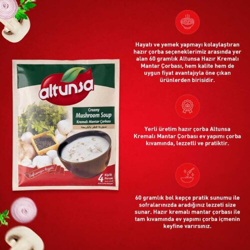 Altunsa Hazır Çorba Çeşitleri 4 lü Paket (Kremalı Sebze, Kremalı Tavuk, Şehriyeli Tavuk, Kremalı Mantarlı) 60 Gr - 5
