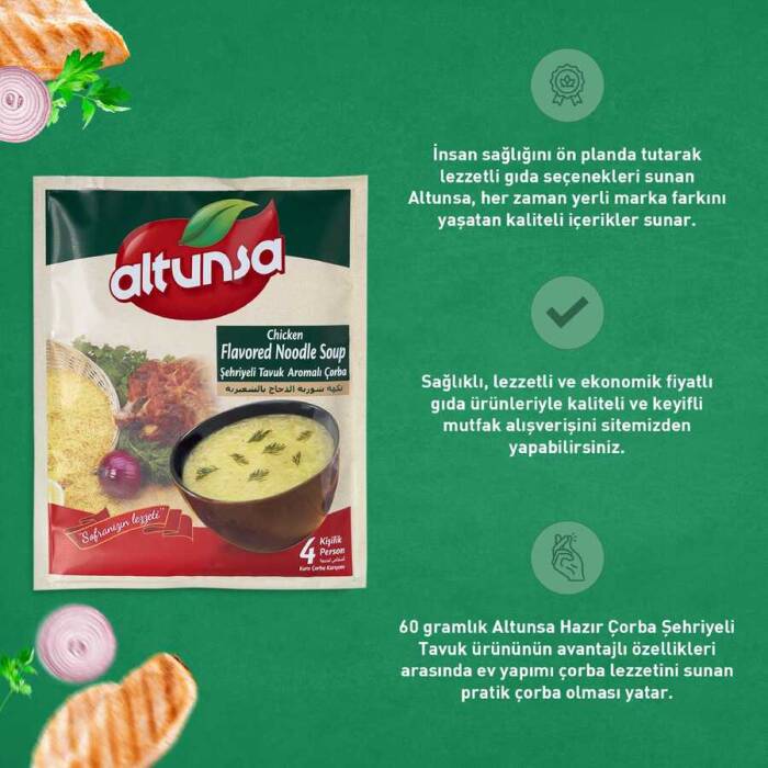 Altunsa Hazır Çorba Çeşitleri 4 lü Paket (Kremalı Sebze, Kremalı Tavuk, Şehriyeli Tavuk, Kremalı Mantarlı) 60 Gr - 2