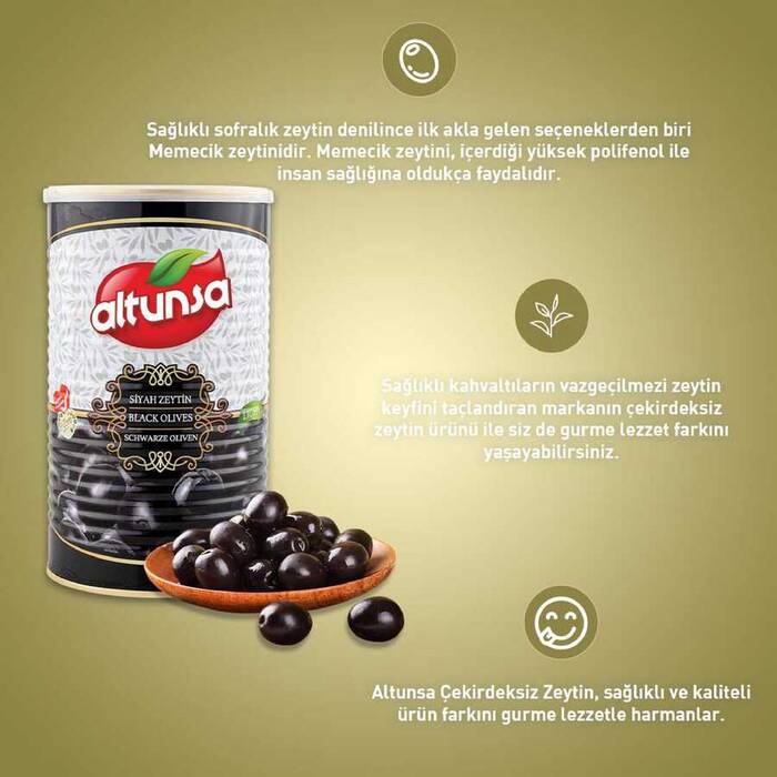 Altunsa Light Siyah Zeytin Memecik 2500 Gr - 3