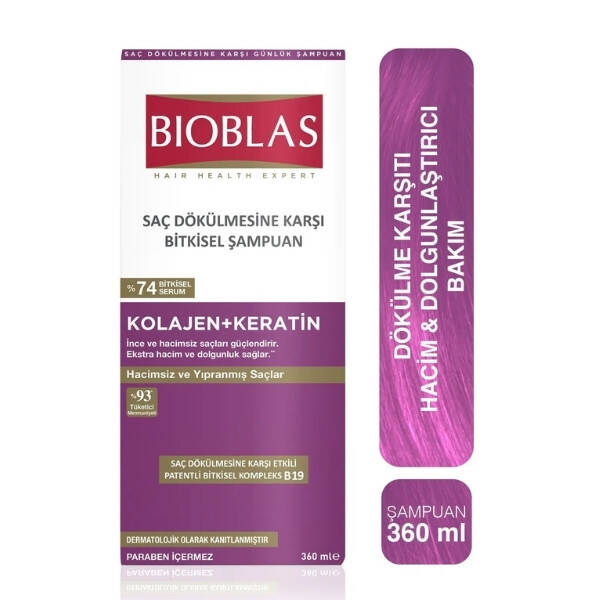 Bioblas Collagen Keratin Çok İnce ve Hacimsiz Saçlar İçin Hacim Şampuanı 360 ml - 1