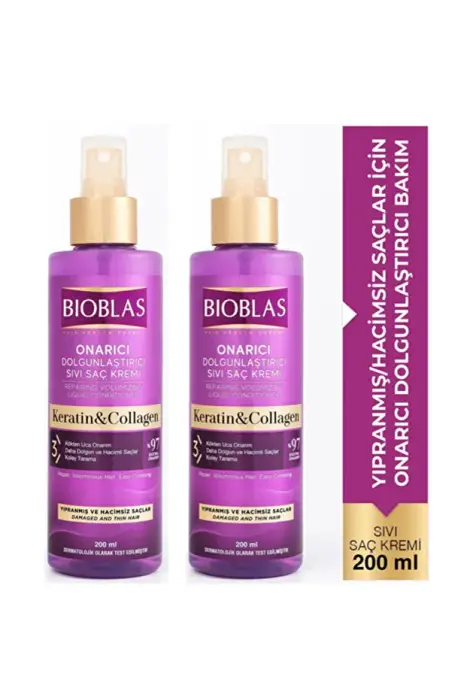 Bioblas Sıvı Saç Kremi Kolajen ve keratin 2 X 200ml - 1
