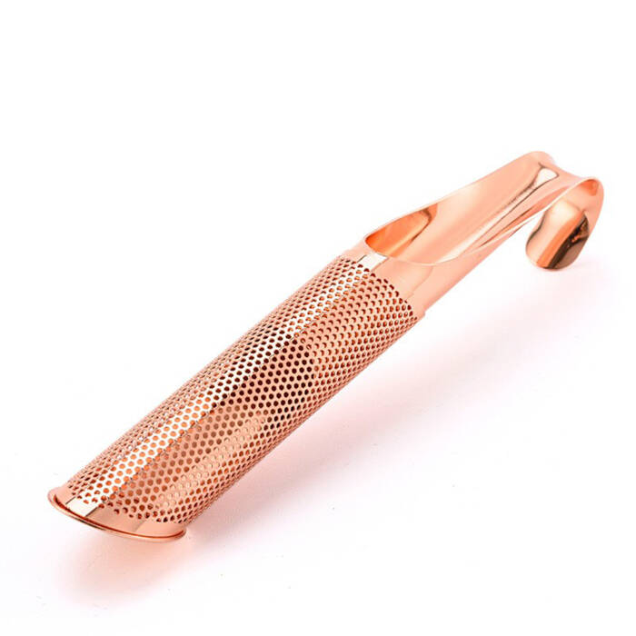 Boru Tasarımlı Rose Gold Renkli Paslanmaz Çelik Çay Süzgeci - 1