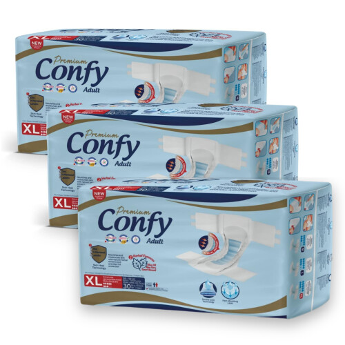 Confy Adult Yetişkin Bezi Extralarge 30 Adet x 3 Paket - Confy Adult