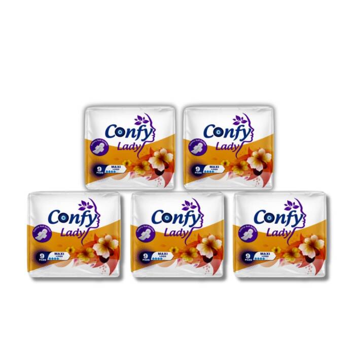 Confy Lady Hijyenik Ped Maxi Long 9'lu x 5 Paket ( Toplam 45 Ped ) - 1