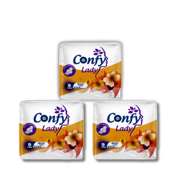 Confy Lady Hijyenik Ped Maxi Long 9'lu x 3 Paket ( Toplam 27 Ped ) - 1