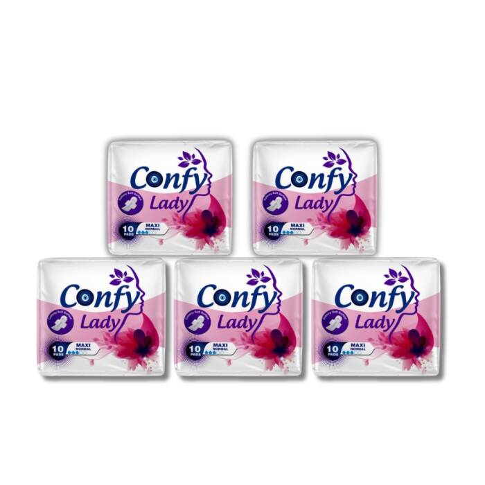 Confy Lady Hijyenik Ped Maxi Normal 10'lu x 5 Paket ( Toplam 50 Ped ) - 1