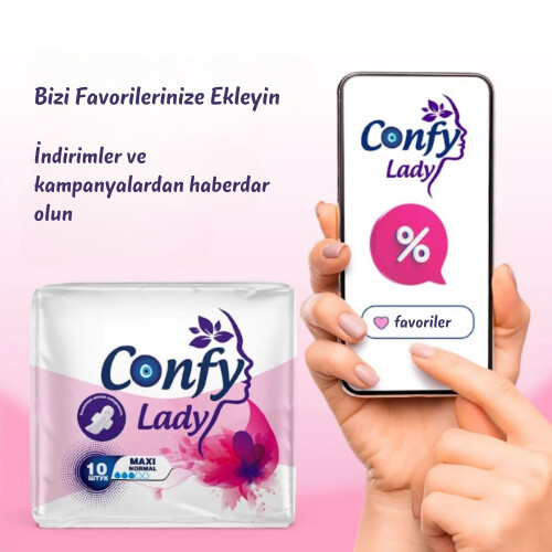 Confy Lady Hijyenik Ped Maxi Normal 10'lu x 5 Paket ( Toplam 50 Ped ) - 9
