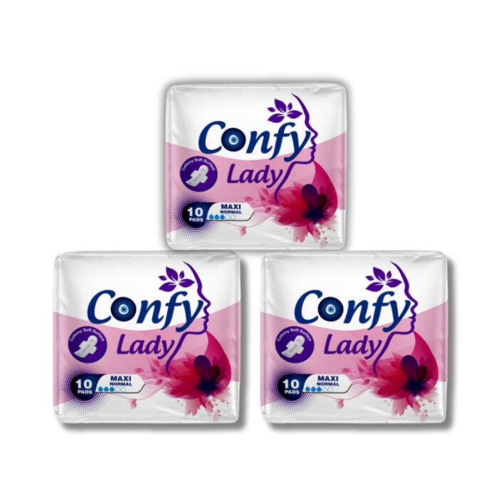 Confy Lady Hijyenik Ped Maxi Normal 10'lu x 3 Paket ( Toplam 30 Ped ) - 1