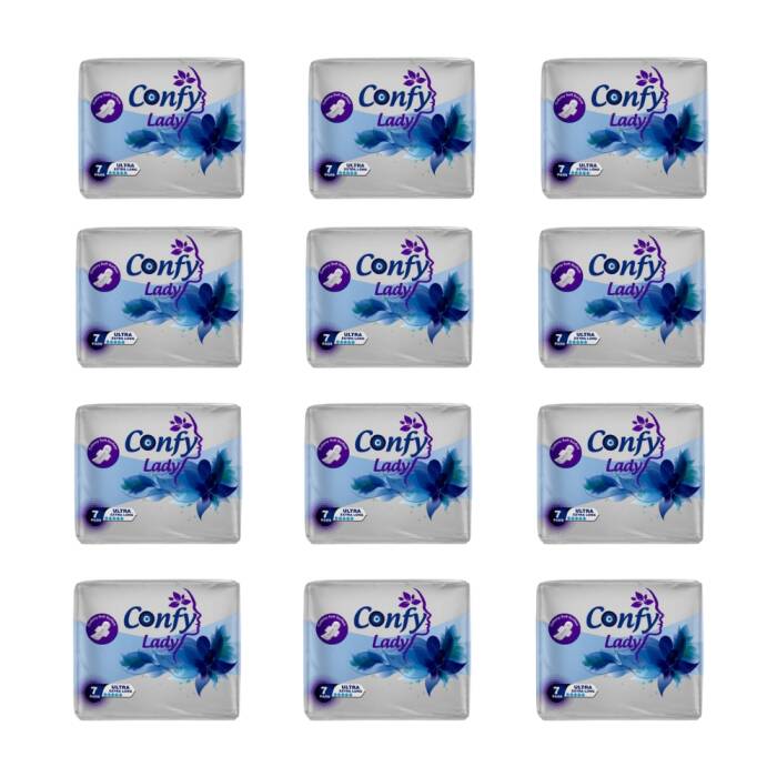 Confy Lady Hijyenik Ped Ultra Extralong 7'li x 12 Paket ( Toplam 84 Adet ) - 1