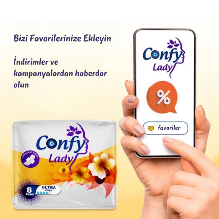 Confy Lady Hijyenik Ped Ultra Long 8'li x 24 Paket ( Toplam 192 Ped ) - 9