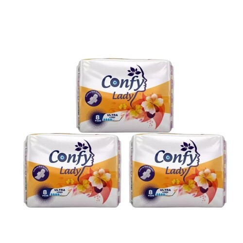 Confy Lady Hijyenik Ped Ultra Long 8'li x 3 Paket ( Toplam 24 Ped ) - Confy Lady