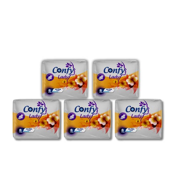 Confy Lady Hijyenik Ped Ultra Long 8'li x 5 Paket ( Toplam 40 Ped ) - 1