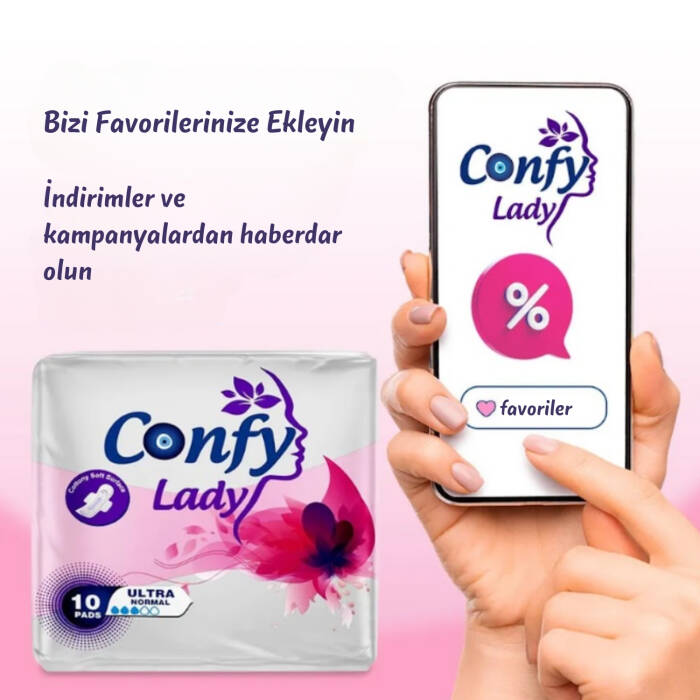 Confy Lady Hijyenik Ped Ultra Normal 10'lu x 3 paket ( Toplam 30 Ped ) - 9