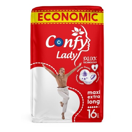 Confy Lady Maxi Extra Long Hijyenik Ped Eko Paket 16 Adet - Confy Lady