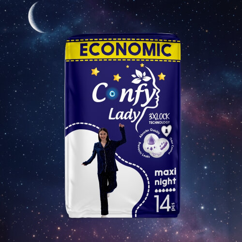 Confy Lady Maxi Gece 6 Damlalı Hijyenik Ped Eko Paket 14 Adet - 2