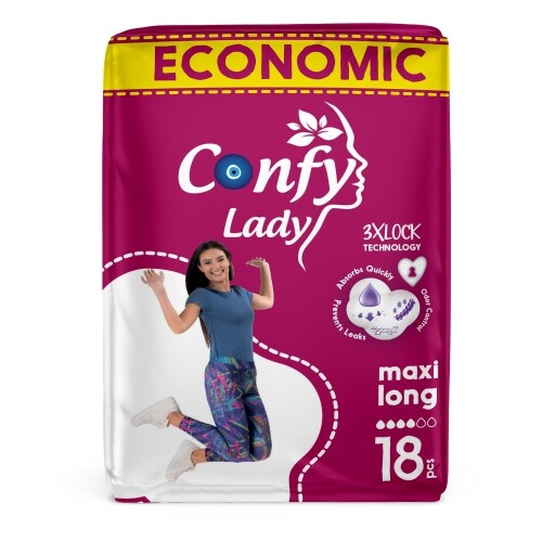Confy Lady Maxi Long Hijyenik Ped Eko Paket 18 Adet - Confy Lady