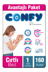Confy Premium 1 Numara Bebek Bezi Yenidoğan 2 - 5 Kg 160 Adet - 2