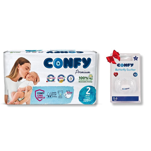  Confy Premium 2 Numara Bebek Bezi 320 Adet ve Confy Premium Emzik - Confy