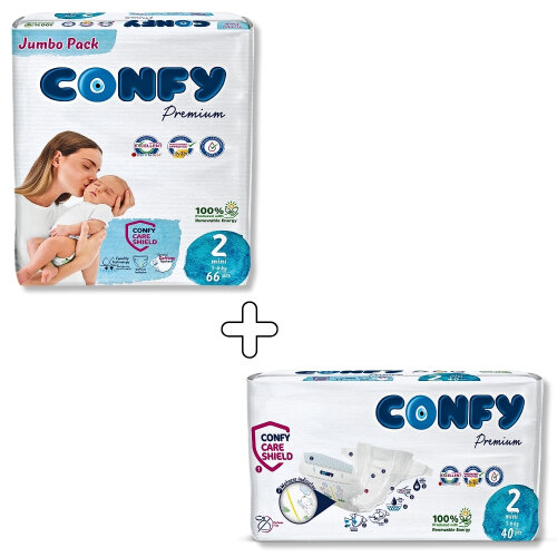Confy Premium 2 Numara Bebek Bezi Mini 3 - 6 Kg 106 Adet - 1