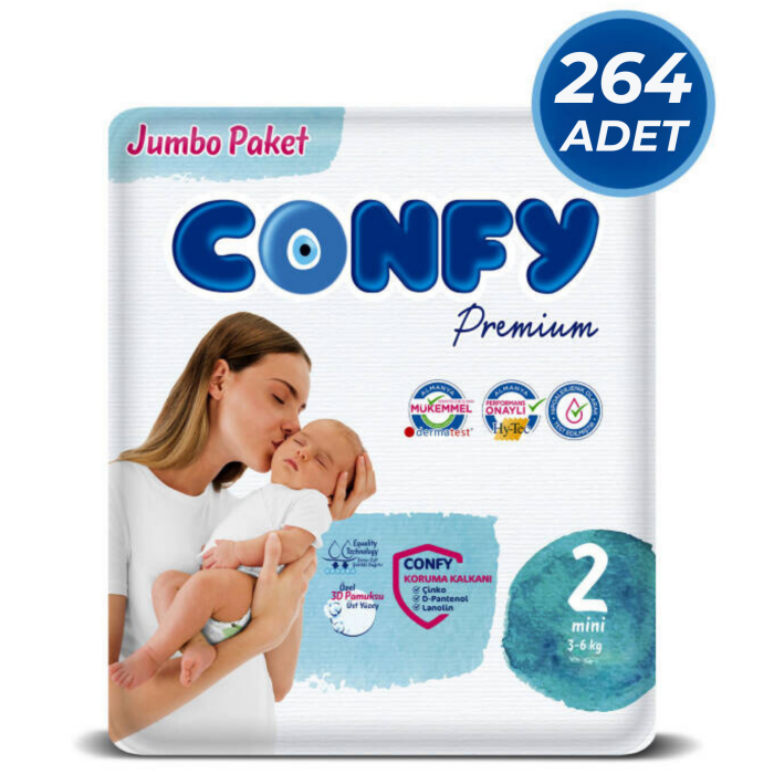 Confy Premium 2 Numara Bebek Bezi Mini 3 - 6 Kg 264 Adet - 1