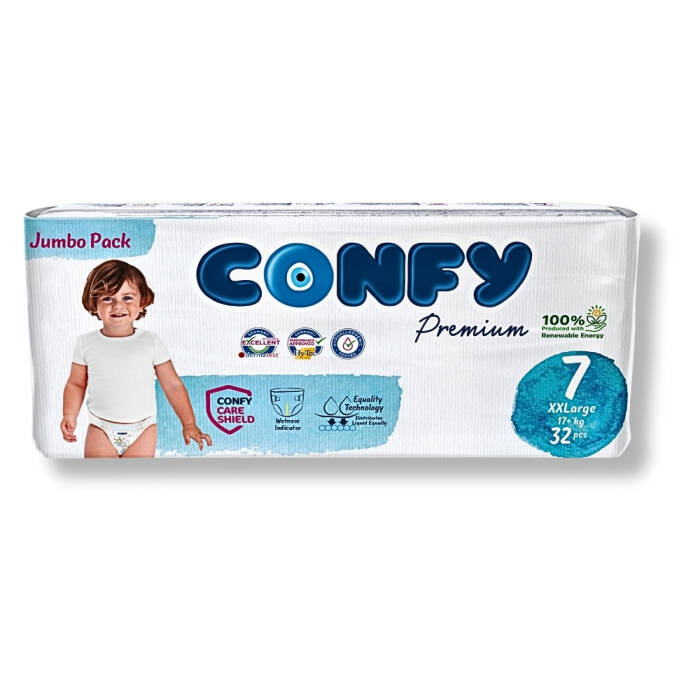 Confy Premium 7 Numara Bebek Bezi XXLarge 17 KG 32 Adet - 1
