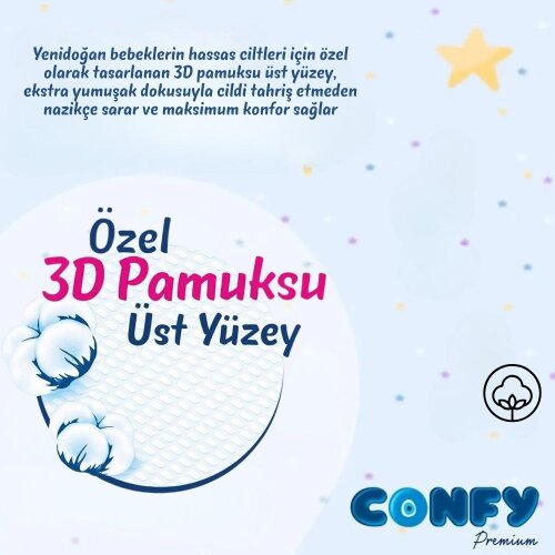 Confy Premium 1 Numara Bebek Bezi Yenidoğan 2 - 5 Kg 176 Adet - 9