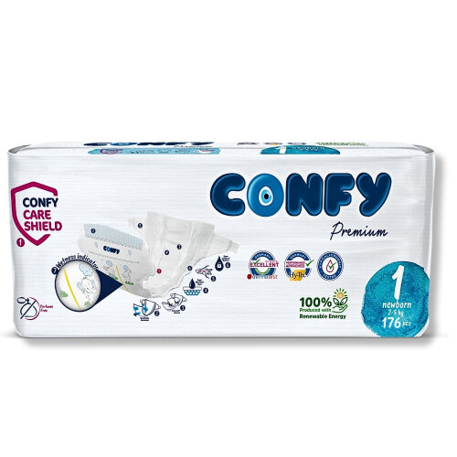 Confy Premium 1 Numara Bebek Bezi Yenidoğan 2 - 5 Kg 176 Adet - 2