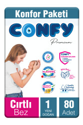 Confy Premium 1 Numara Bebek Bezi Yenidoğan 2 - 5 Kg 80 Adet - 1