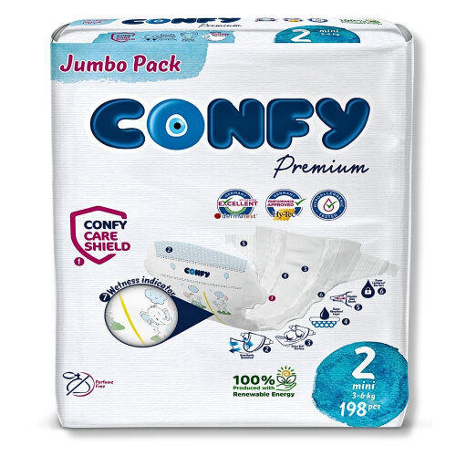 Confy Premium 2 Numara Bebek Bezi Mini 3 - 6 Kg 198 Adet - 2