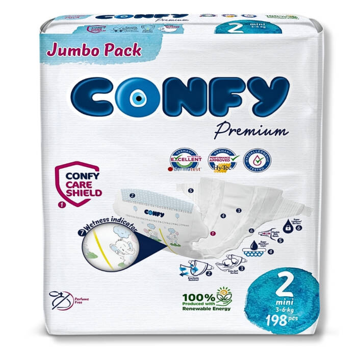 Confy Premium 2 Numara Bebek Bezi Mini 3 - 6 Kg 198 Adet - 2