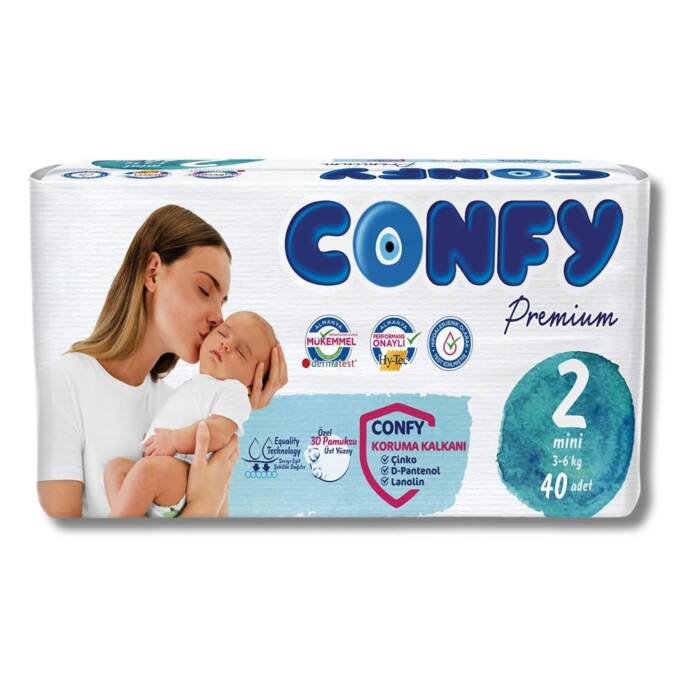 Confy Premium 2 Numara Bebek Bezi Mini 3 - 6 Kg 40 Adet - 1