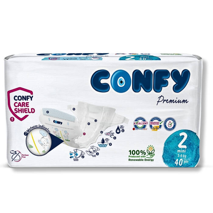 Confy Premium 2 Numara Bebek Bezi Mini 3 - 6 Kg 40 Adet - 2