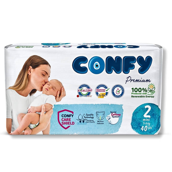 Confy Premium 2 Numara Bebek Bezi Mini 3 - 6 Kg 40 Adet - 1