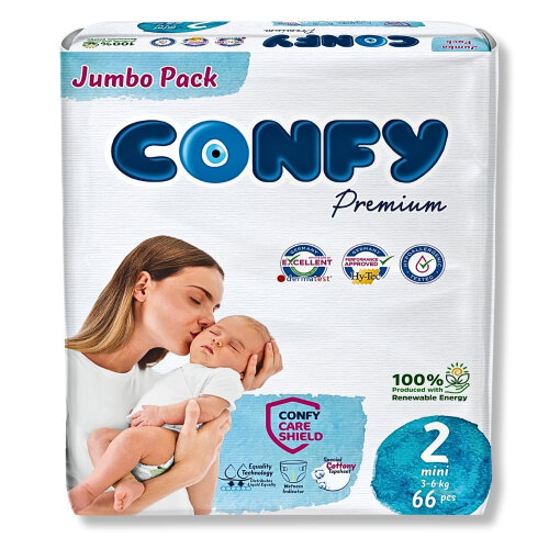 Confy Premium 2 Numara Bebek Bezi Mini 3 - 6 Kg 66 Adet - Confy