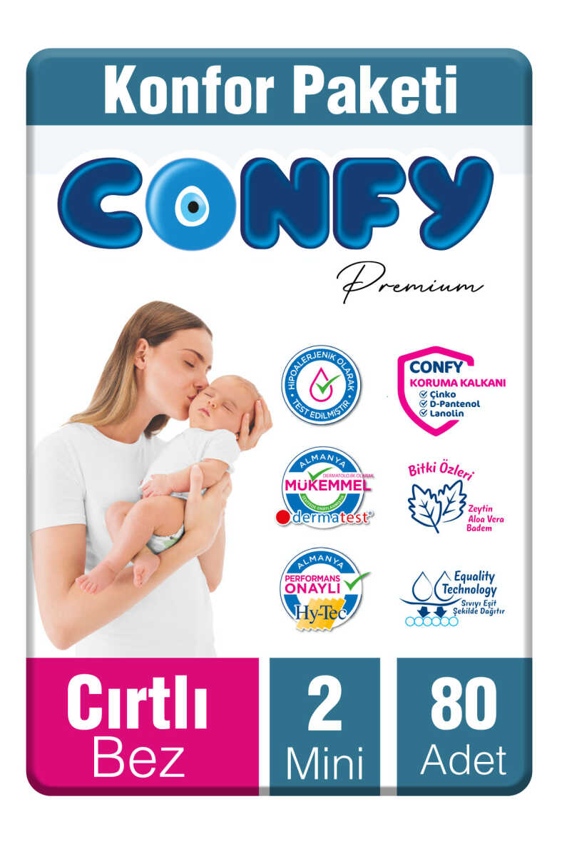 Confy Premium 2 Numara Bebek Bezi Mini 3 - 6 Kg 80 Adet - 1