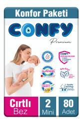 Confy Premium 2 Numara Bebek Bezi Mini 3 - 6 Kg 80 Adet - Confy