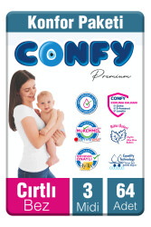 Confy Premium Bebek Bezi 3 Numara Midi 64 Adet - 2