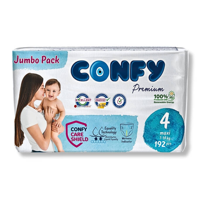 Confy Premium 4 Numara Bebek Bezi Maxi 7 - 14 Kg 192 Adet - 1
