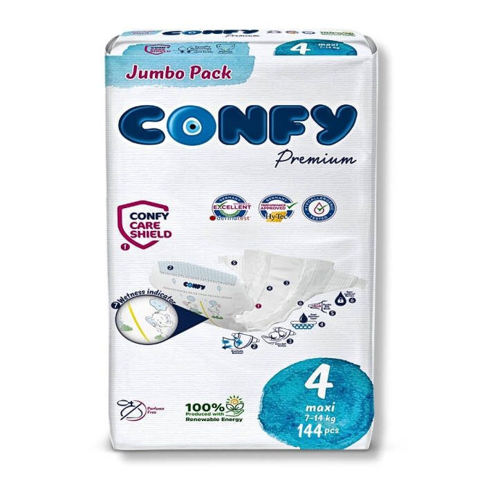 Confy Premium 4 Numara Bebek Bezi Maxi 7 - 14 Kg 144 Adet - 2
