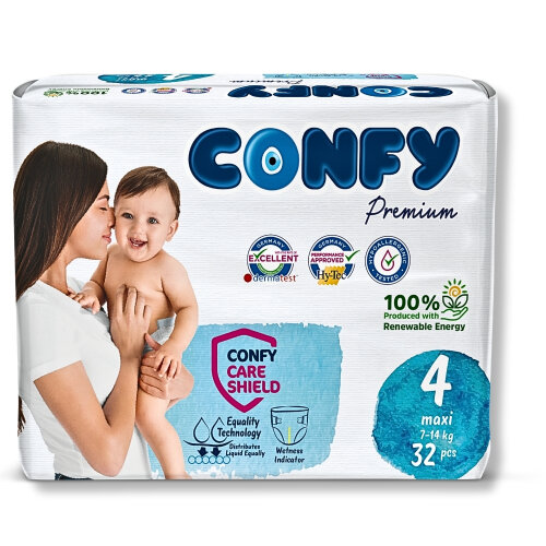 Confy Premium 4 Numara Bebek Bezi Maxi 7 - 14 Kg 32 Adet - Confy