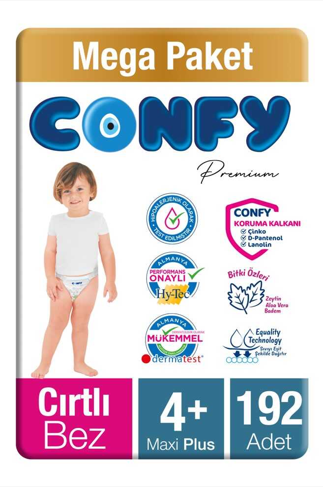 Confy Premium Bebek Bezi 4 Numara Maxi Plus 192 adet - 1