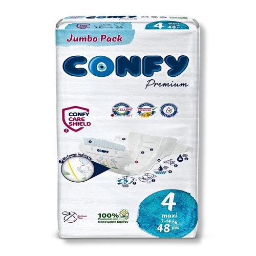 Confy Premium Bebek Bezi 4 Numara Maxi Plus 9-16 kg 48 adet - 2