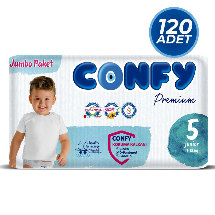 Confy Premium 5 Numara Bebek Bezi Junior 11 - 18 KG 120 Adet - 1