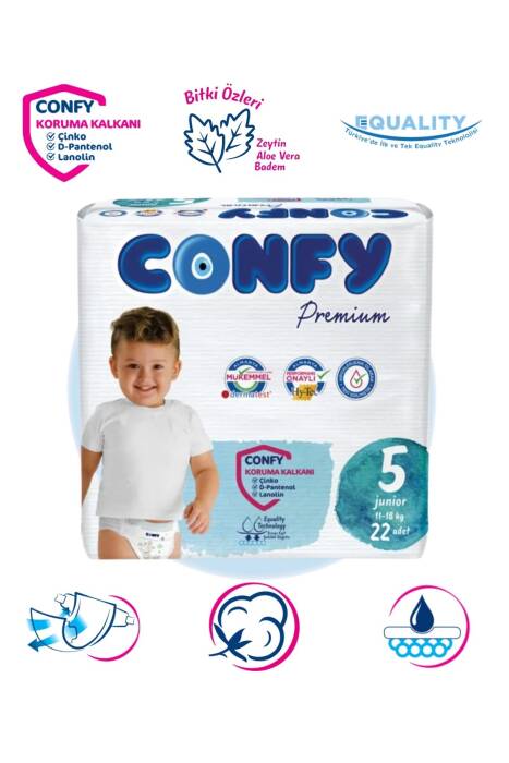 Confy Premium 5 Numara Bebek Bezi Junior 11 - 18 KG 22 Adet - 1