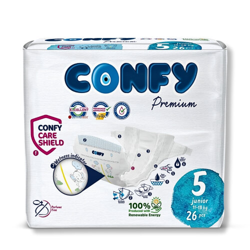 Confy Premium 5 Numara Bebek Bezi Junior 11 - 18 KG 26 Adet - 2