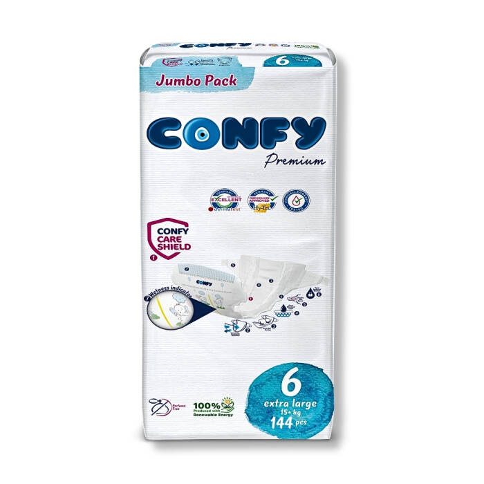 Confy Premium 6 Numara Bebek Bezi Extralarge +15 KG 144 Adet - 2