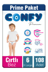 Confy Premium 6 Numara Bebek Bezi Extralarge +15 KG 108 Adet - 1
