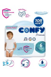 Confy Premium 6 Numara Bebek Bezi Extralarge +15 KG 108 Adet - Confy